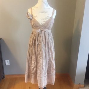 Tan Lace Anna Sui midi dress